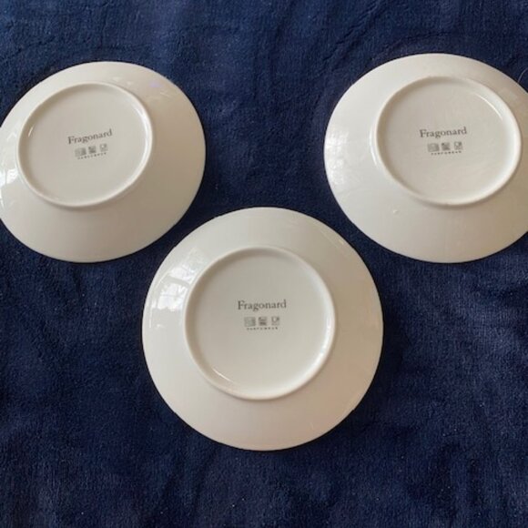 Vintage FRAGONARD PARFUMEUR Set 3 Festive Dancing Ladies Porcelain DESSERT PLATE - Picture 5 of 7